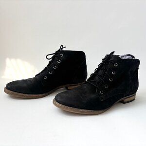 Diba Eli Black Genuine Suede Leather Lace Up Combat Ankle Booties / Boots - sz 9